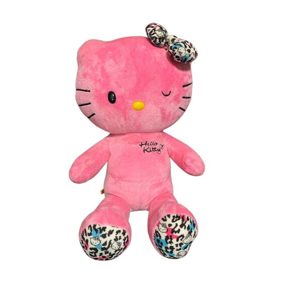 Vtg Build-A-Bear Hello Kitty Pink Plush Winking Eye Sanrio Leopard Bow Outfit - Picture 5 of 12